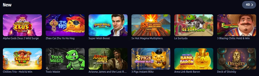 The New shelf in the Betano Ontario casino lobby, showing the most recently added titles