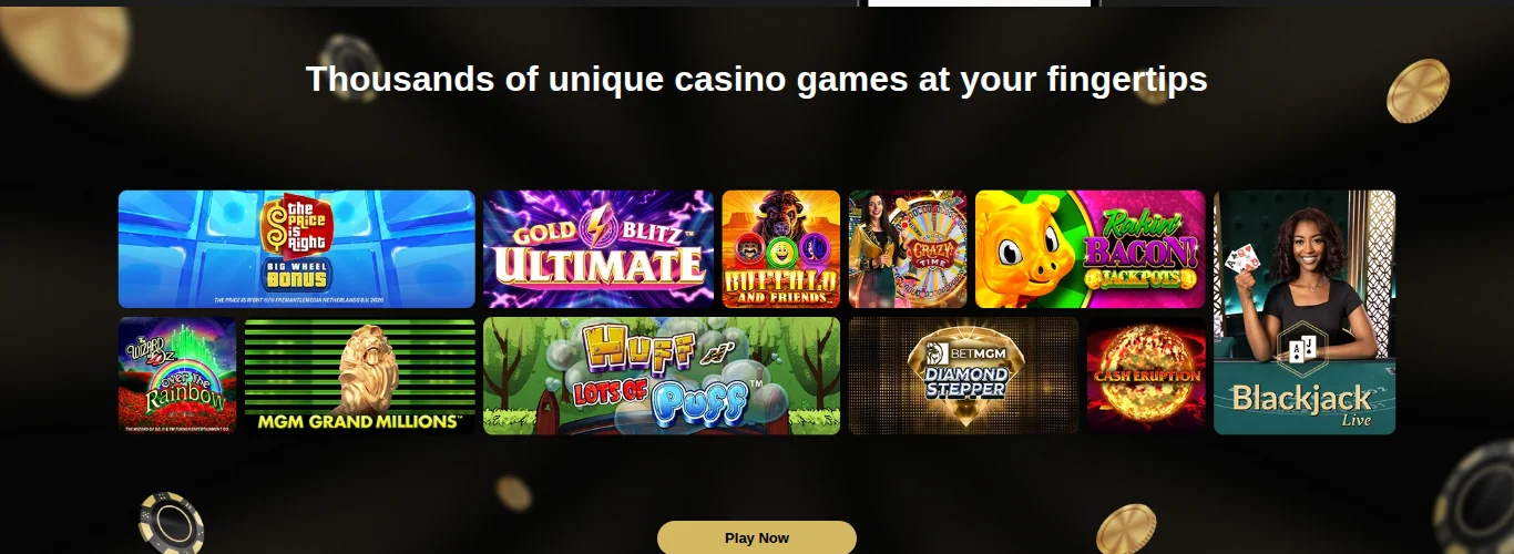 BetMGM Ontario casino lobby showing MGM Grand Millions, Ultimate slots and a live blackjack table