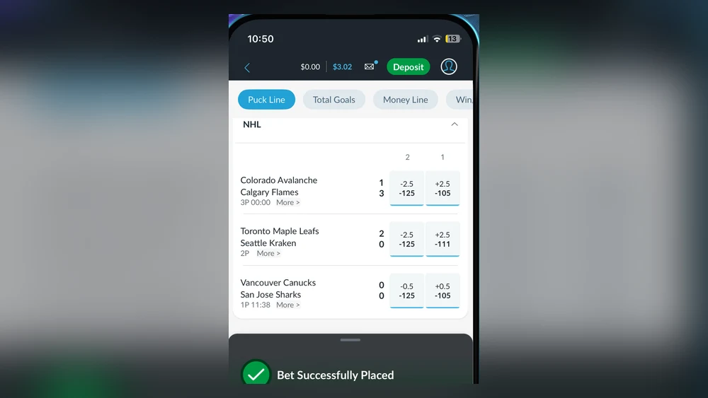 In-play NHL betting in the BetVictor Ontario app