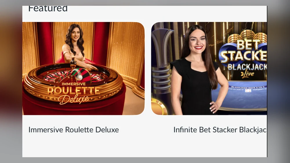 Featured live tables at BetVictor Ontario: Immersive Roulette Deluxe and Infinite Bet Stacker Blackjack