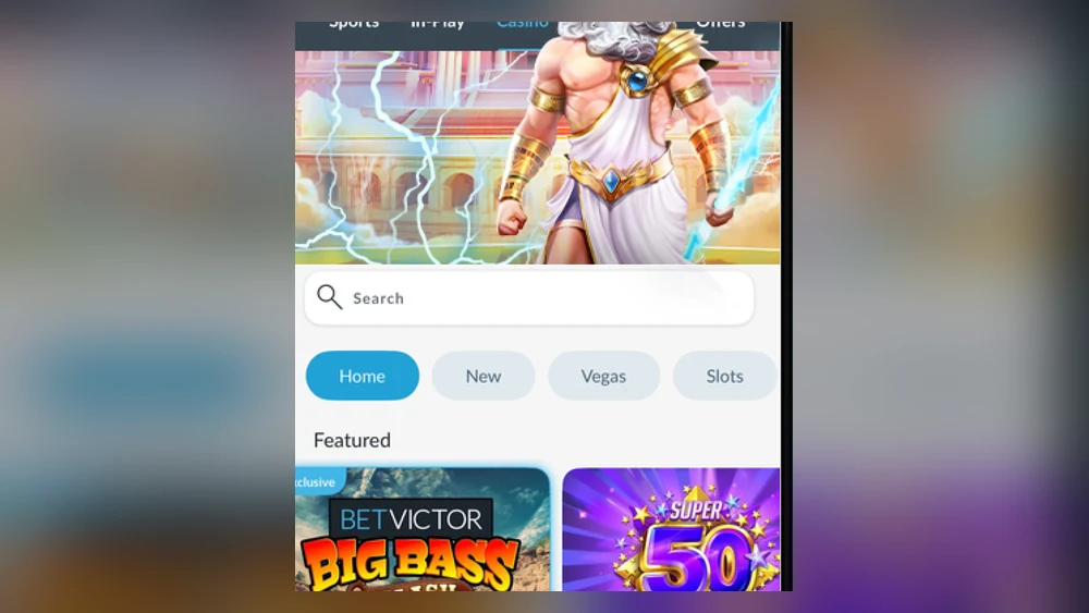 Featured slots in the BetVictor Ontario lobby, including the branded Big Bass Splash