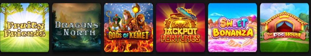 The second row of the bwin Ontario Exclusive shelf, including Gods of Kemet from Wizard Games and Sweet Bonanza and The Dog House from Pragmatic Play