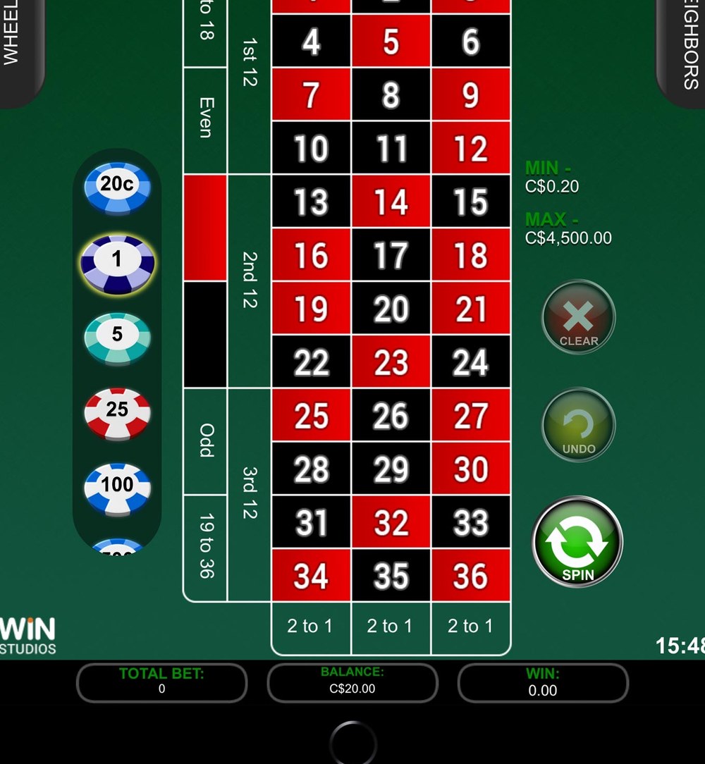 European Roulette Pro in the bwin Ontario table games section