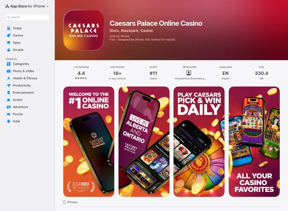 Caesars Palace Online Casino on the Canadian App Store