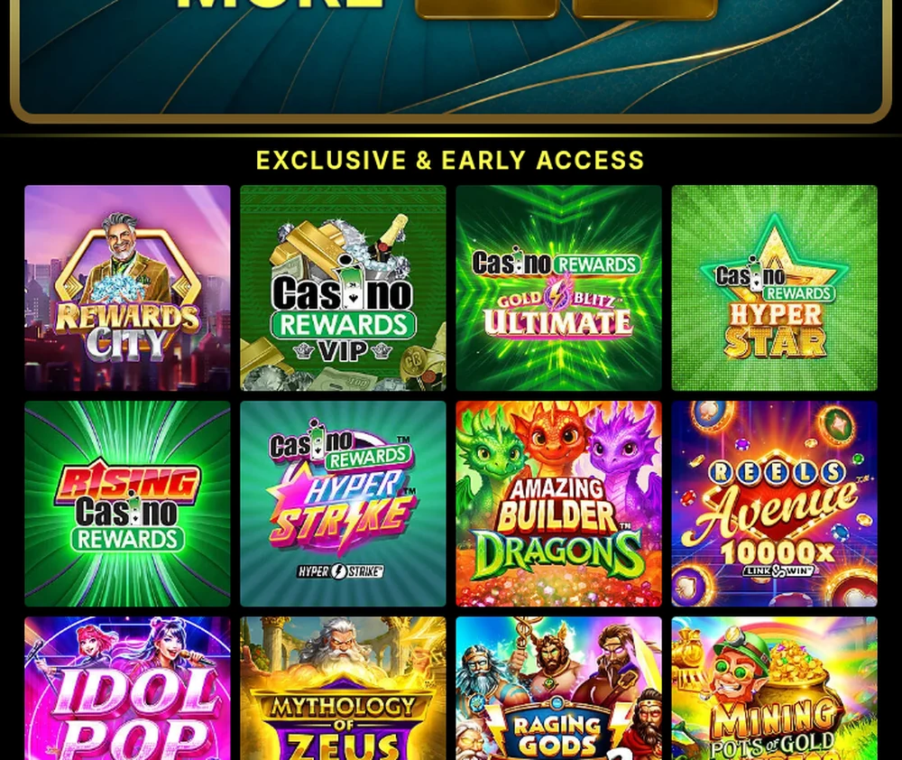 The Exclusive and Early Access grid at Captain Cooks Casino Ontario, made up largely of Casino Rewards in-house games shared with all seven Apollo brands