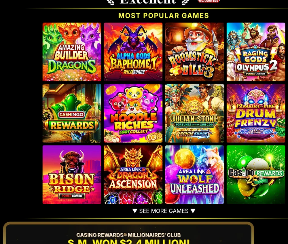 The Most Popular Games grid on Captain Cooks Casino Ontario, identical tile for tile to the same grid at Golden Tiger and Casino Classic