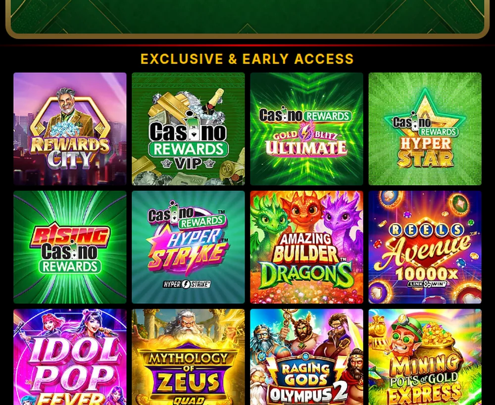 The Exclusive and Early Access grid at Casino Classic Ontario, made up largely of Casino Rewards in-house games shared with all seven Apollo brands