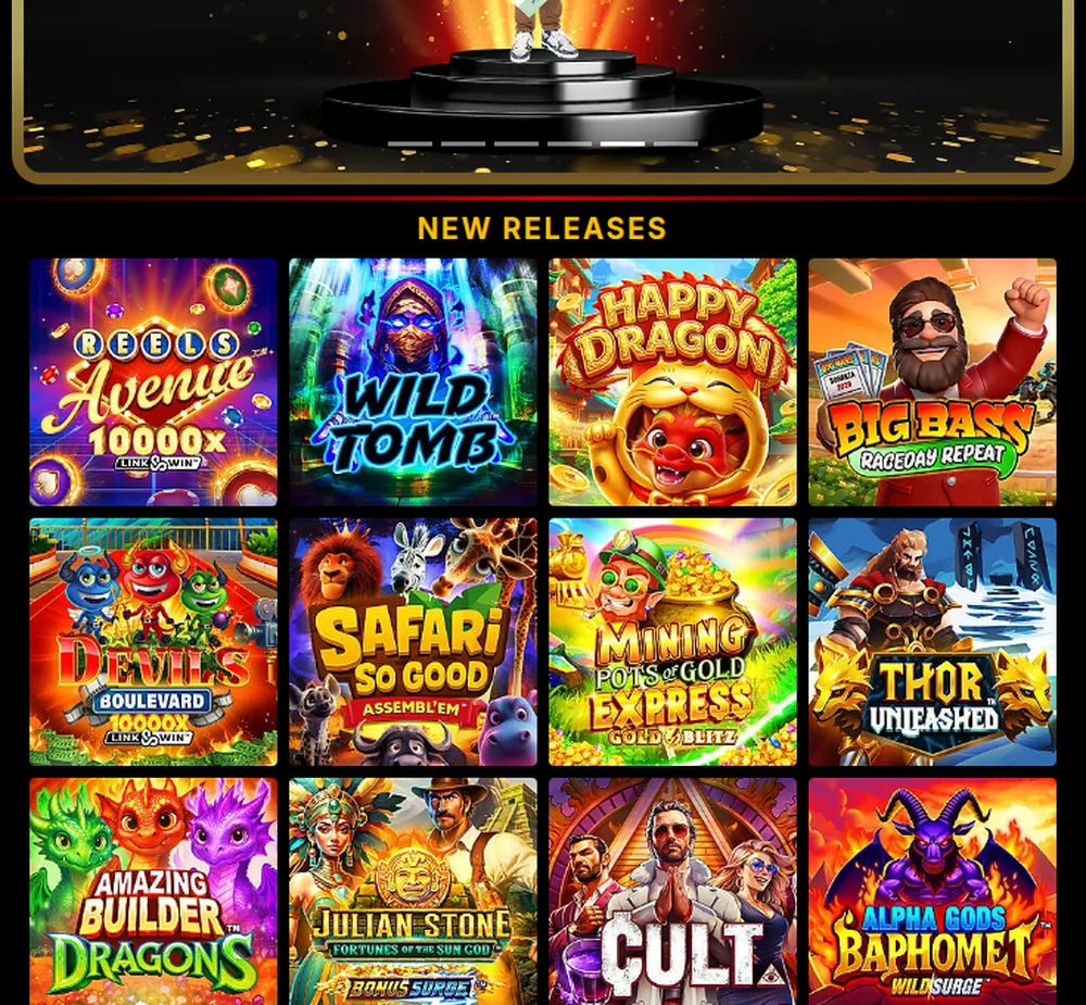 The New Releases grid at Casino Classic Ontario, showing the same twelve titles in the same order as its sister sites
