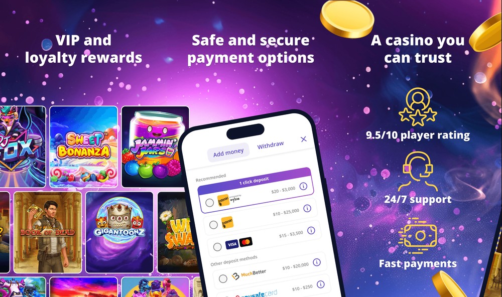 Casino Days deposit panel with per-method limits