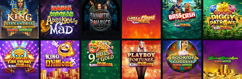 Maple Moolah and King Millions jackpot games at Casino Days Ontario
