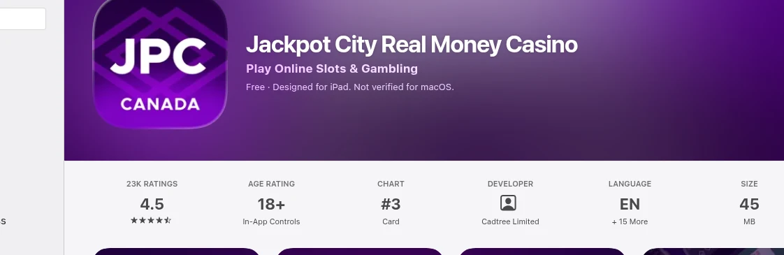 Jackpot City Real Money Casino on the Canadian App Store, rated 4.5 from 22,796 ratings