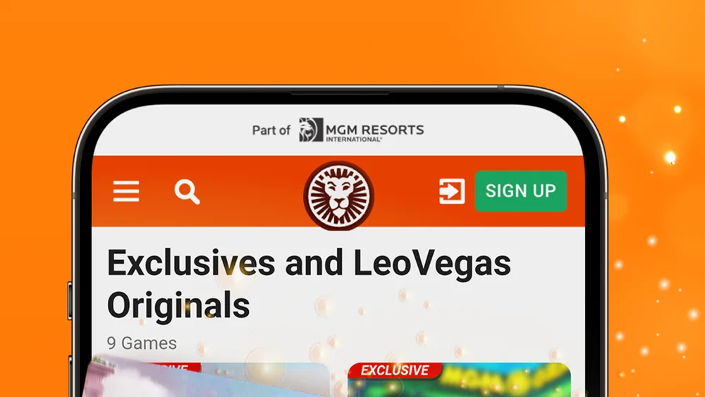 The Exclusives and LeoVegas Originals shelf in the LeoVegas Ontario app, listing nine games
