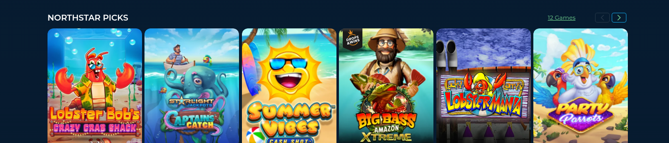 The NorthStar Bets live casino shelf, which the lobby counts at 114 games, running on Playtech Live