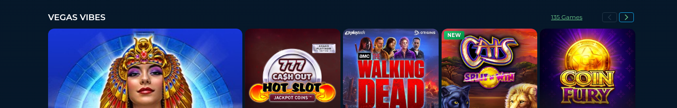 The Vegas Vibes category at NorthStar Bets Ontario, which the lobby counts at 135 games