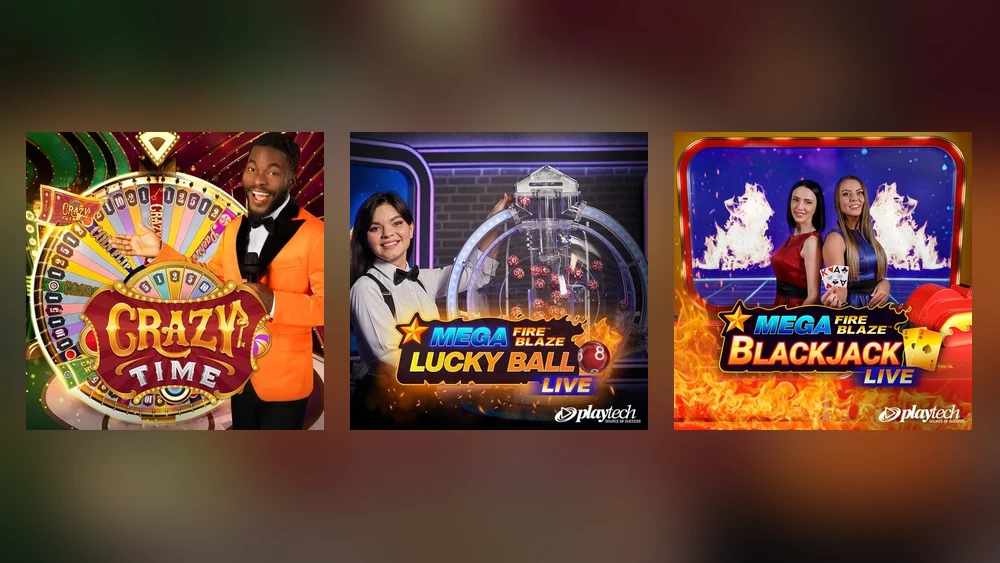 Live dealer games at PlayOJO Ontario including Crazy Time and Mega Fire Blaze Live tables