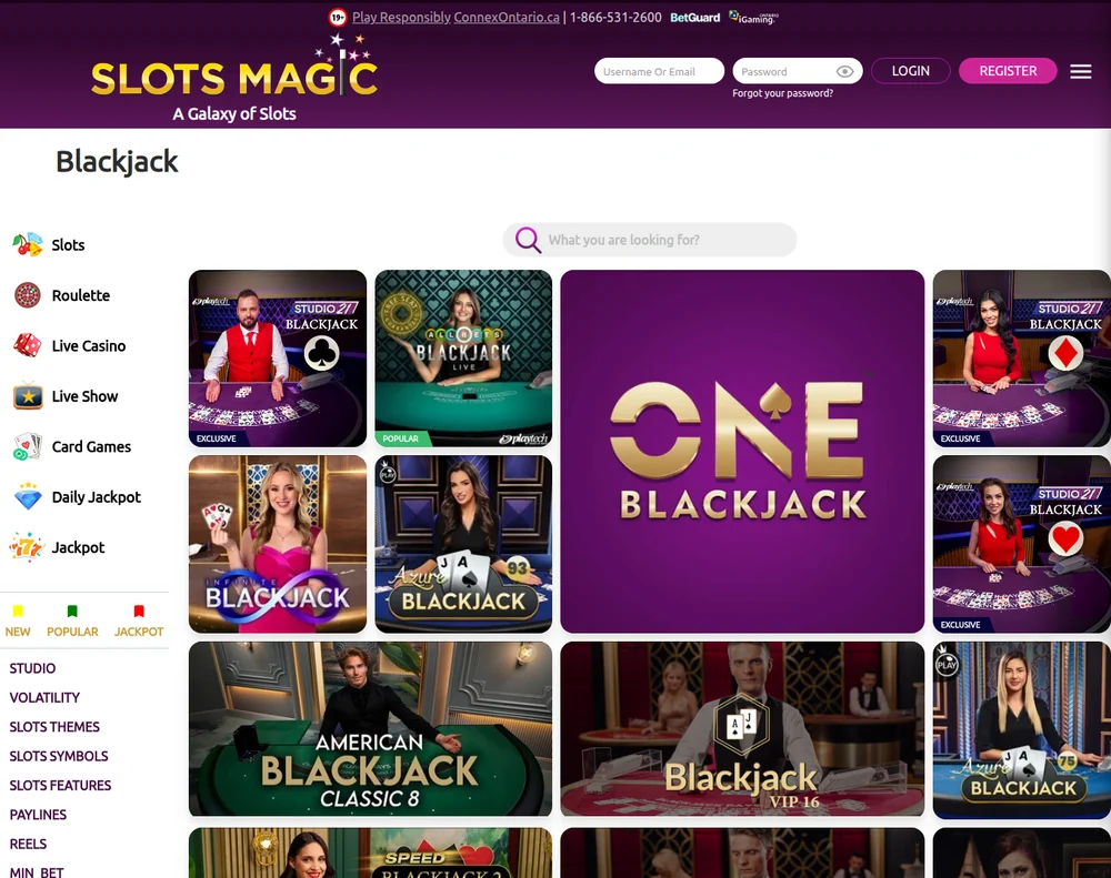 Blackjack tables at SlotsMagic Ontario