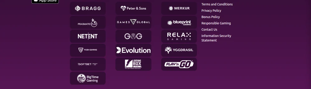 Game studio logos in the SlotsMagic Ontario footer