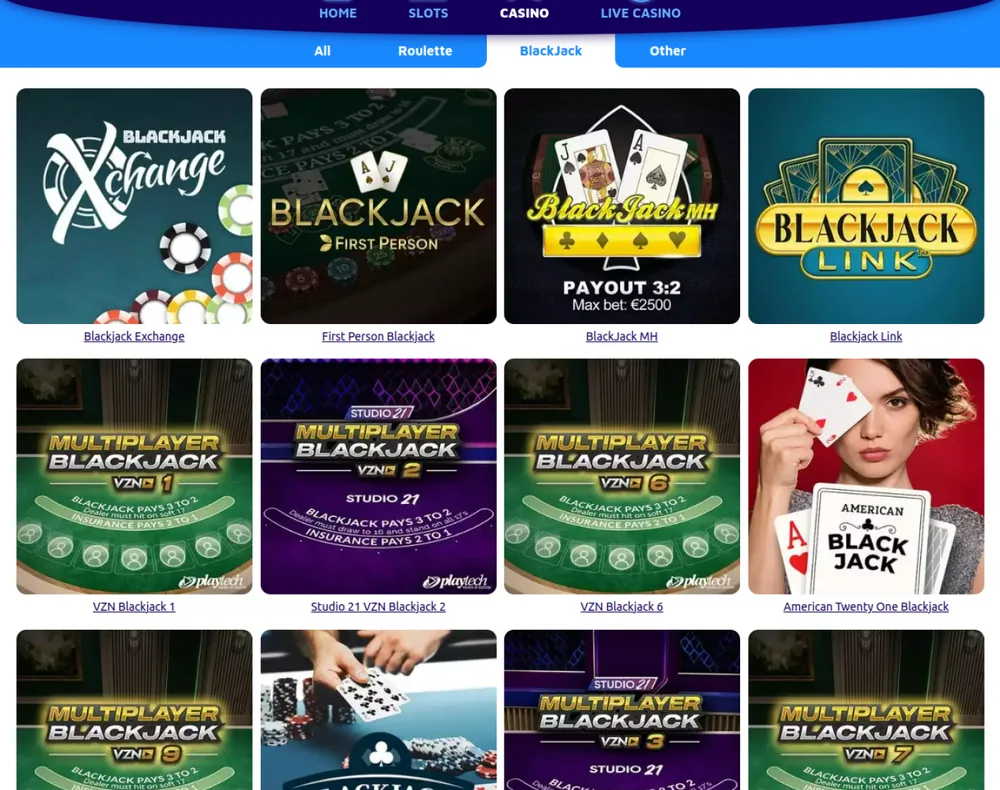 Blackjack tables in the Spin Genie Ontario casino lobby