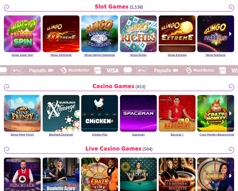 Spin Genie Ontario lobby showing slot, casino and live casino game counts
