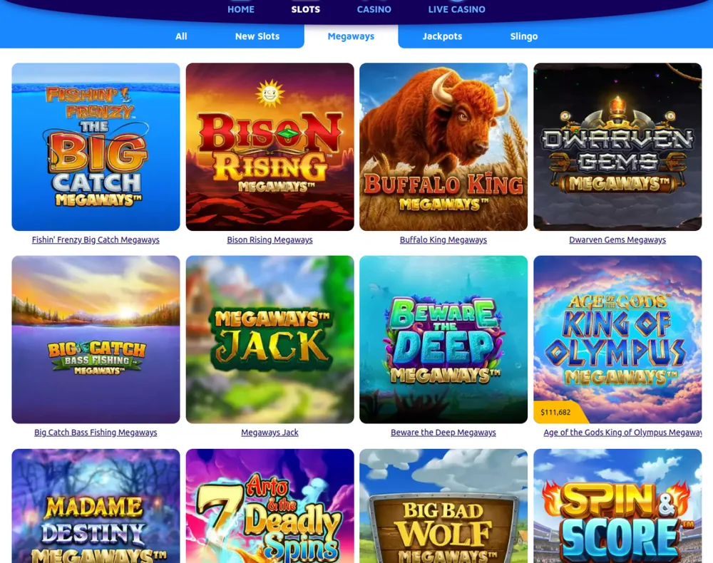 Megaways slots from several studios at Spin Genie Ontario