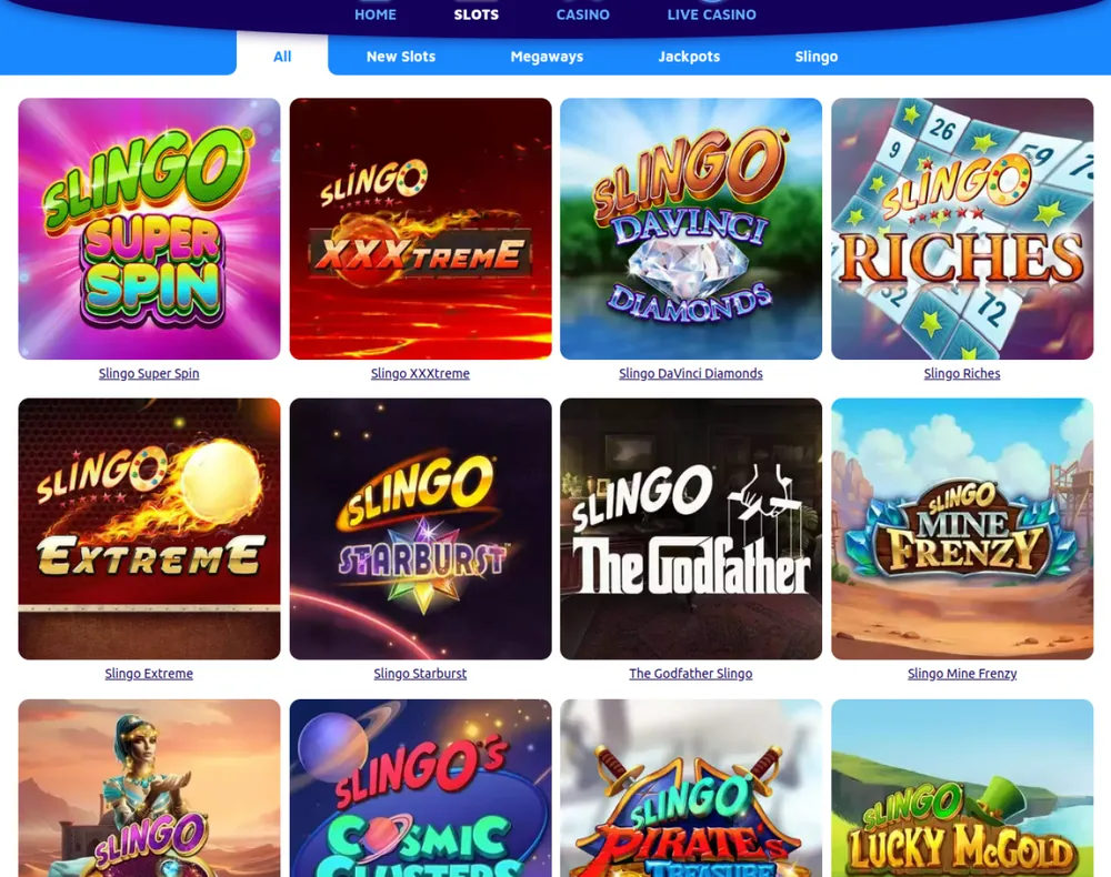 Slot games grid at Spin Genie Ontario