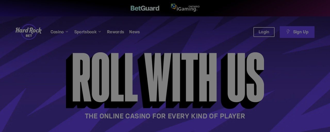 The Hard Rock Bet Ontario home page, with the iGaming Ontario mark in the top bar