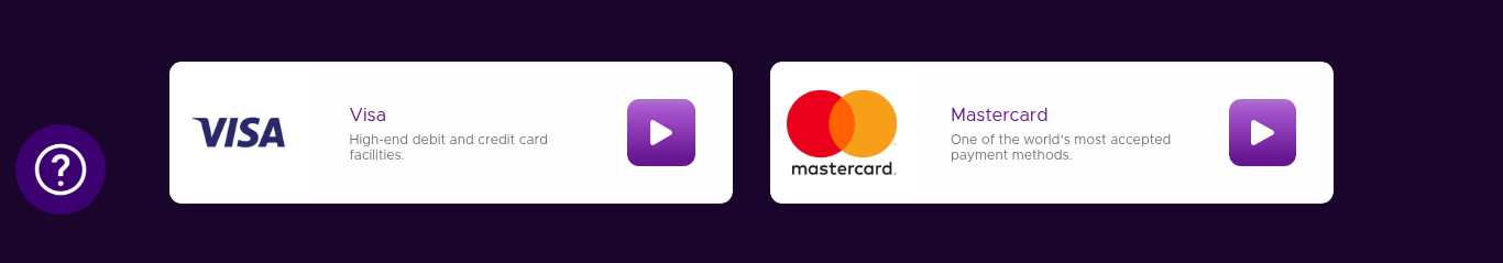 Visa and Mastercard on the Jackpot City Ontario banking page, each with its own description