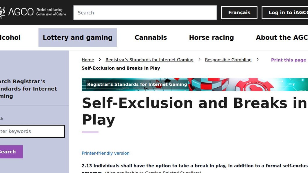 The AGCO’s guide to self-exclusion and breaks in play, the tools every Ontario app must offer