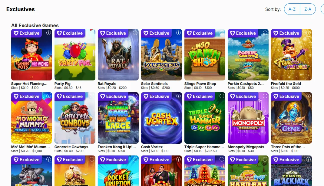 FanDuel Casino Ontario Exclusives page: Rat Royale, Solar Sentinels, Cash Vortex, Monopoly Megapots and FanDuel Tennis Blackjack