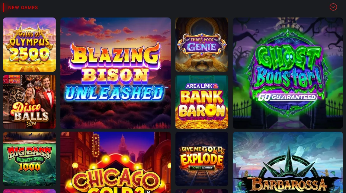 The New Games row on knightslots.ca read from Toronto on 15 October 2026: Gates of Olympus 2500, Blazing Bison Unleashed, Three Pots of the Genie and Ghost Booster! Go Guaranteed