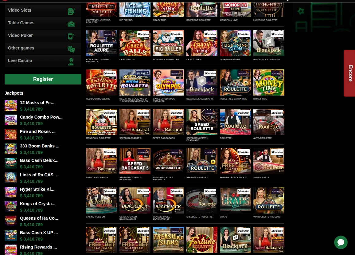 The Mr Vegas Ontario live casino with Evolution and Pragmatic Play tables: Lightning Storm, Monopoly Big Baller and more