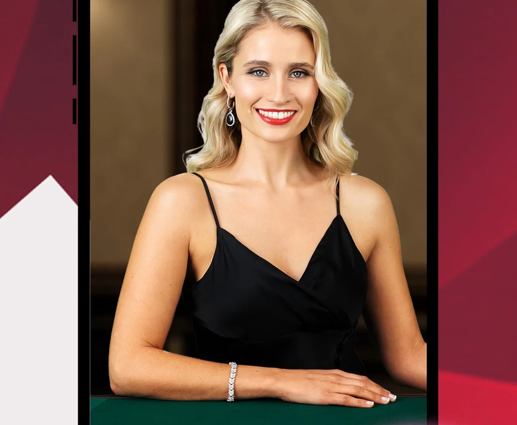 A live blackjack dealer at the table in the Ruby Fortune Ontario app