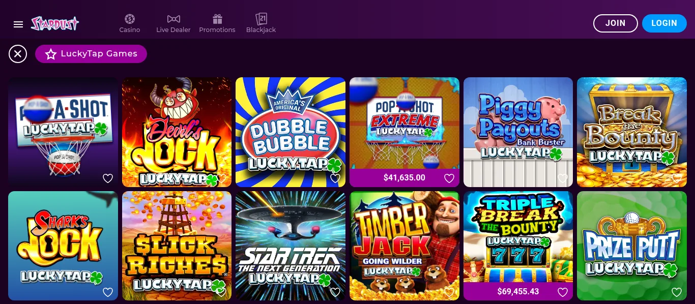 LuckyTap games at Stardust Ontario on 15 October 2026, including Pop-A-Shot, Dubble Bubble and Star Trek The Next Generation