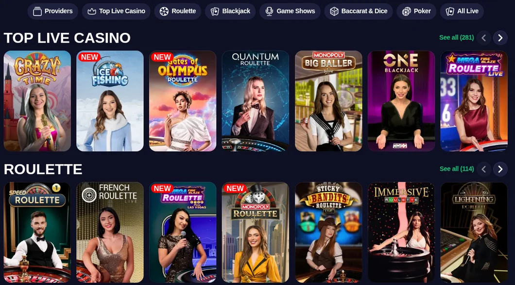 The Swiper Ontario live casino read from Toronto: Top Live Casino, 114 roulette and 291 blackjack tables