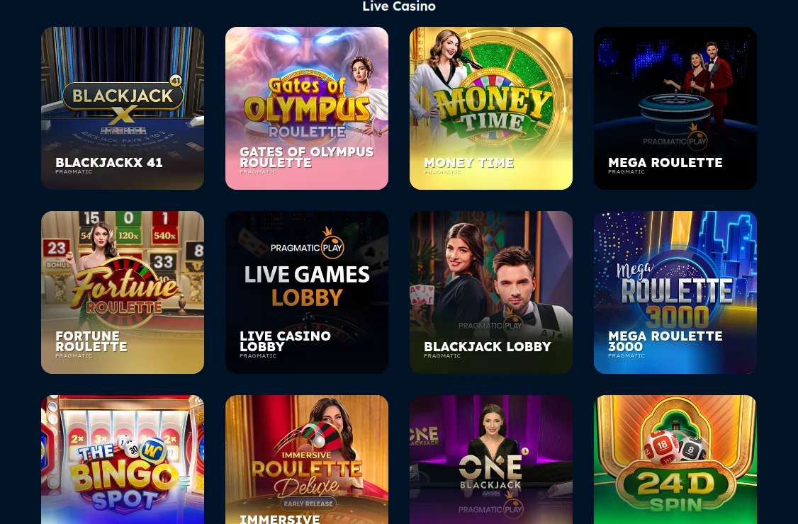 The Toppz Ontario live casino: every table from Pragmatic Play Live, including Mega Roulette, Money Time and BlackjackX